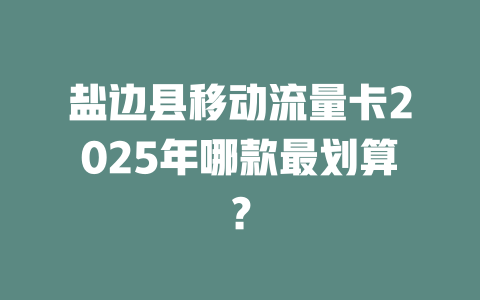 盐边县移动流量卡2025年哪款最划算？