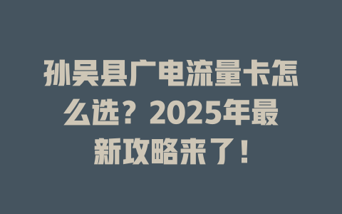 孙吴县广电流量卡怎么选？2025年最新攻略来了！