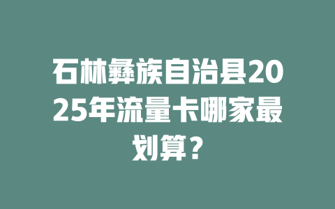 石林彝族自治县2025年流量卡哪家最划算？