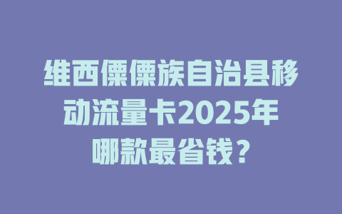 维西僳僳族自治县移动流量卡2025年哪款最省钱？