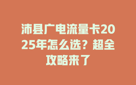 沛县广电流量卡2025年怎么选？超全攻略来了