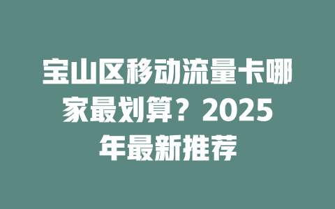 宝山区移动流量卡哪家最划算？2025年最新推荐
