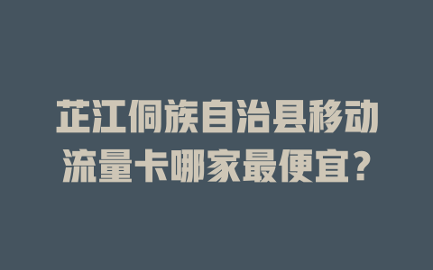 芷江侗族自治县移动流量卡哪家最便宜？