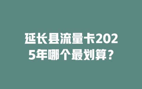 延长县流量卡2025年哪个最划算？