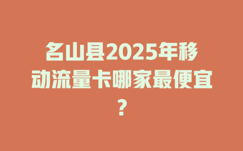 名山县2025年移动流量卡哪家最便宜？