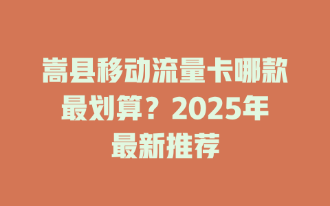嵩县移动流量卡哪款最划算？2025年最新推荐