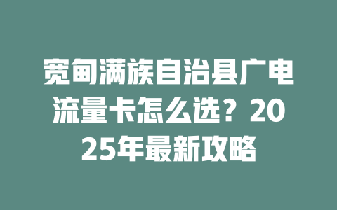 宽甸满族自治县广电流量卡怎么选？2025年最新攻略