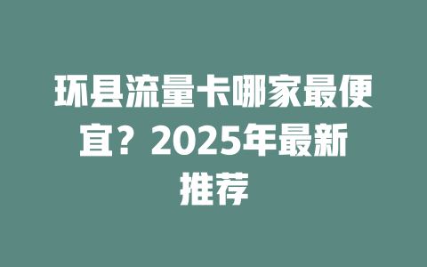 环县流量卡哪家最便宜？2025年最新推荐