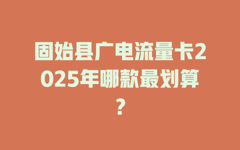 固始县广电流量卡2025年哪款最划算？