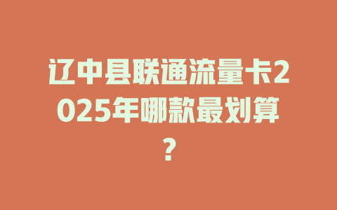 辽中县联通流量卡2025年哪款最划算？