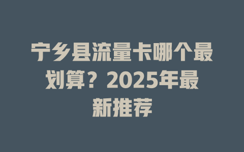 宁乡县流量卡哪个最划算？2025年最新推荐