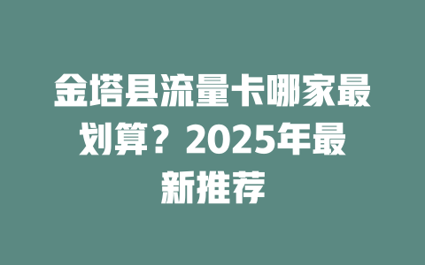 金塔县流量卡哪家最划算？2025年最新推荐