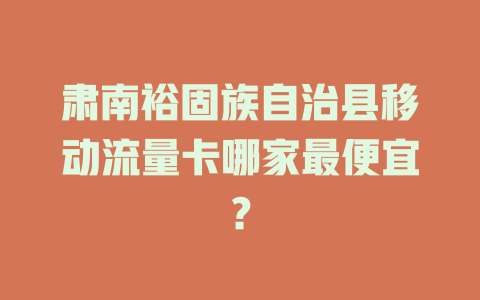 肃南裕固族自治县移动流量卡哪家最便宜？