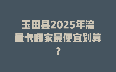 玉田县2025年流量卡哪家最便宜划算？