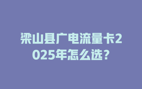 梁山县广电流量卡2025年怎么选？