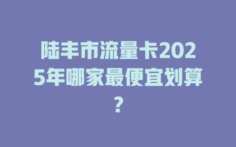 陆丰市流量卡2025年哪家最便宜划算？