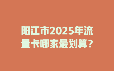 阳江市2025年流量卡哪家最划算？