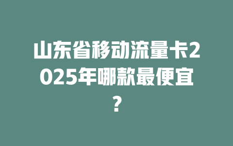 山东省移动流量卡2025年哪款最便宜？