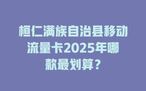 桓仁满族自治县移动流量卡2025年哪款最划算？