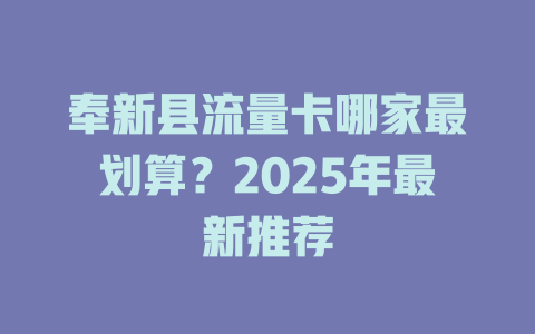 奉新县流量卡哪家最划算？2025年最新推荐