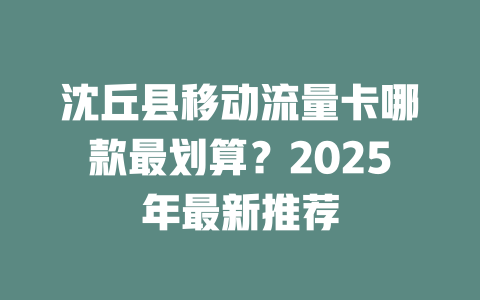 沈丘县移动流量卡哪款最划算？2025年最新推荐