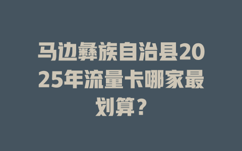 马边彝族自治县2025年流量卡哪家最划算？