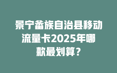 景宁畲族自治县移动流量卡2025年哪款最划算？
