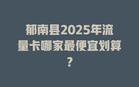 郁南县2025年流量卡哪家最便宜划算？