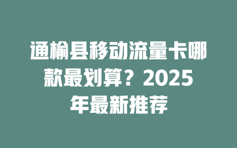 通榆县移动流量卡哪款最划算？2025年最新推荐