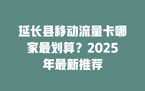 延长县移动流量卡哪家最划算？2025年最新推荐