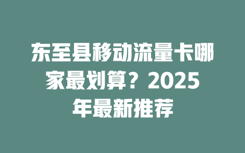 东至县移动流量卡哪家最划算？2025年最新推荐