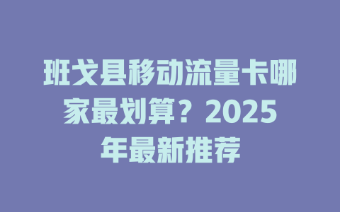 班戈县移动流量卡哪家最划算？2025年最新推荐