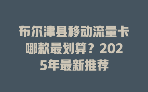 布尔津县移动流量卡哪款最划算？2025年最新推荐