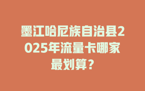墨江哈尼族自治县2025年流量卡哪家最划算？