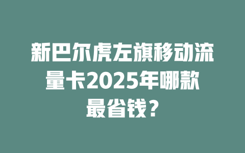 新巴尔虎左旗移动流量卡2025年哪款最省钱？