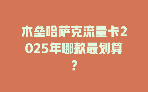 木垒哈萨克流量卡2025年哪款最划算？