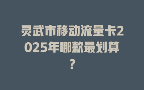 灵武市移动流量卡2025年哪款最划算？