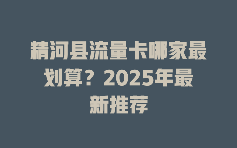 精河县流量卡哪家最划算？2025年最新推荐