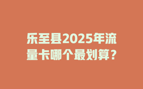 乐至县2025年流量卡哪个最划算？