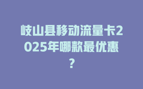 岐山县移动流量卡2025年哪款最优惠？