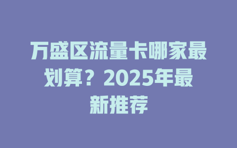 万盛区流量卡哪家最划算？2025年最新推荐