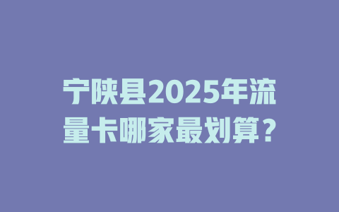 宁陕县2025年流量卡哪家最划算？