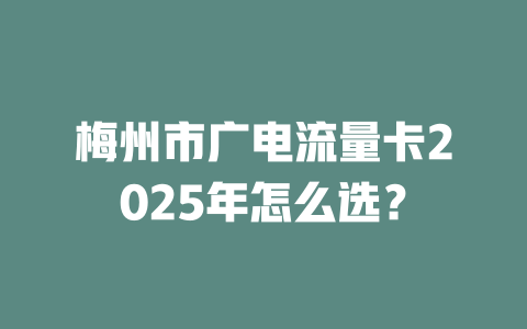梅州市广电流量卡2025年怎么选？