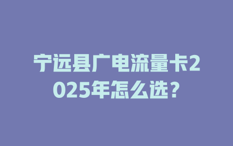 宁远县广电流量卡2025年怎么选？