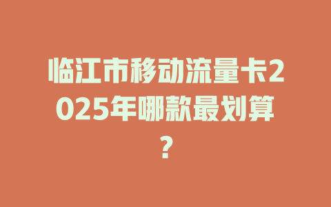临江市移动流量卡2025年哪款最划算？