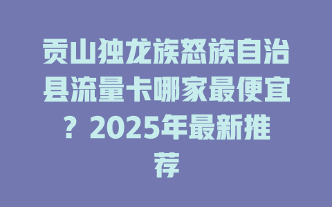 贡山独龙族怒族自治县流量卡哪家最便宜？2025年最新推荐