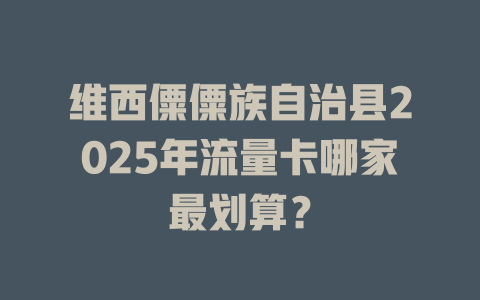 维西僳僳族自治县2025年流量卡哪家最划算？
