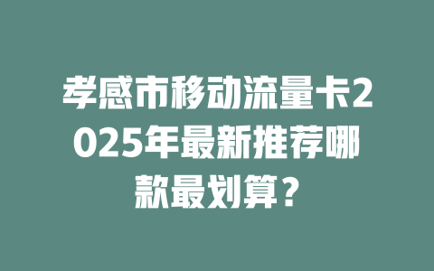 孝感市移动流量卡2025年最新推荐哪款最划算？