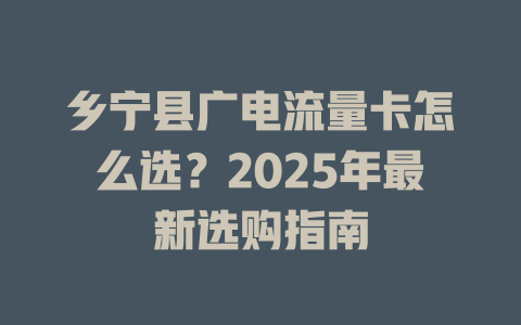 乡宁县广电流量卡怎么选？2025年最新选购指南