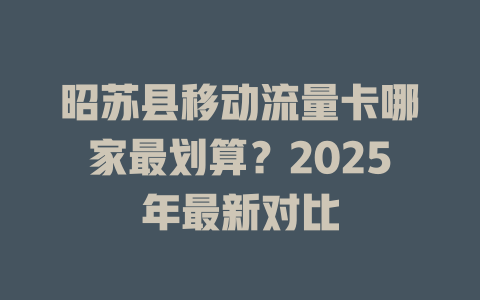 昭苏县移动流量卡哪家最划算？2025年最新对比